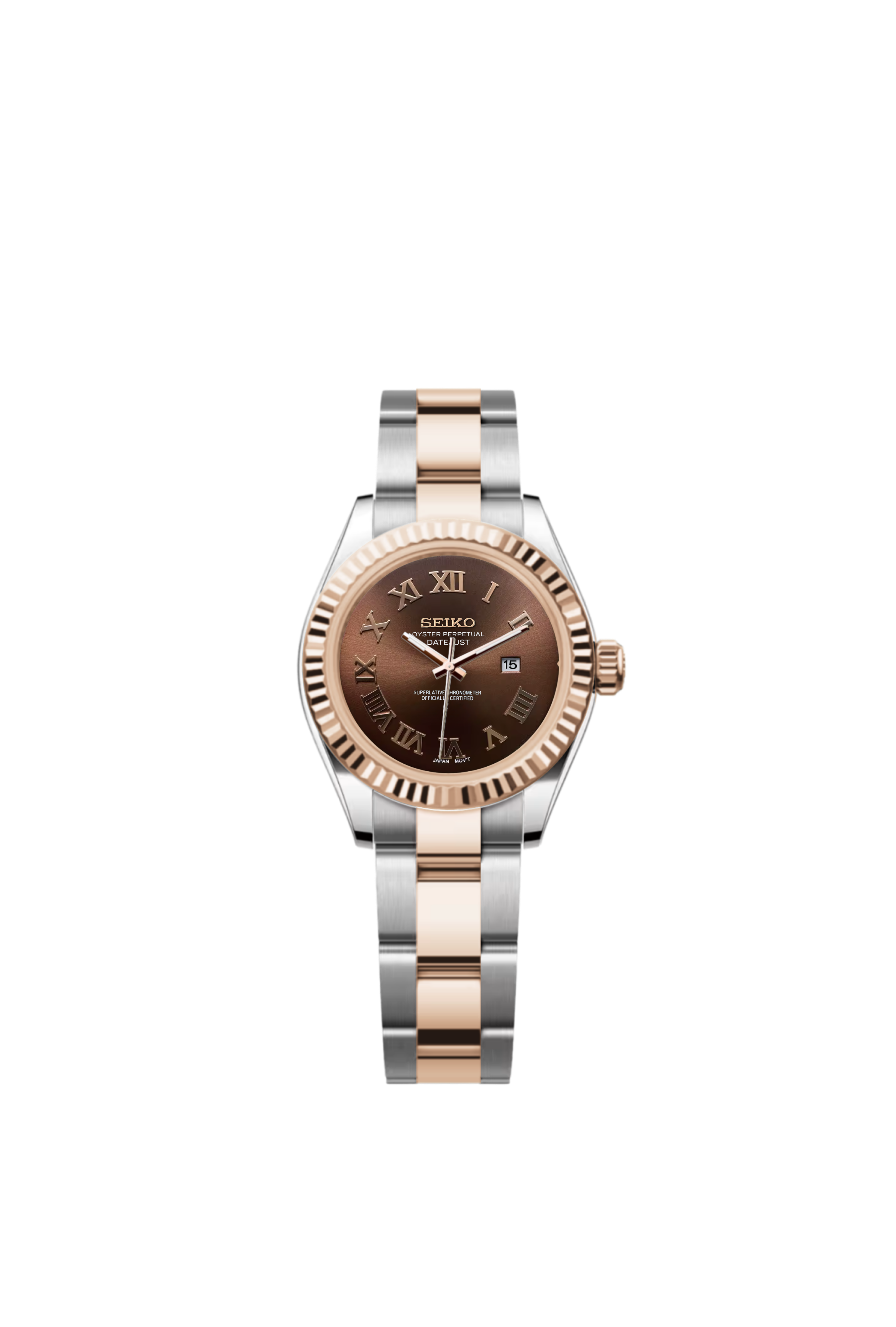 Ladies Date-Just | Brown Roman Two-Tone Rose Gold