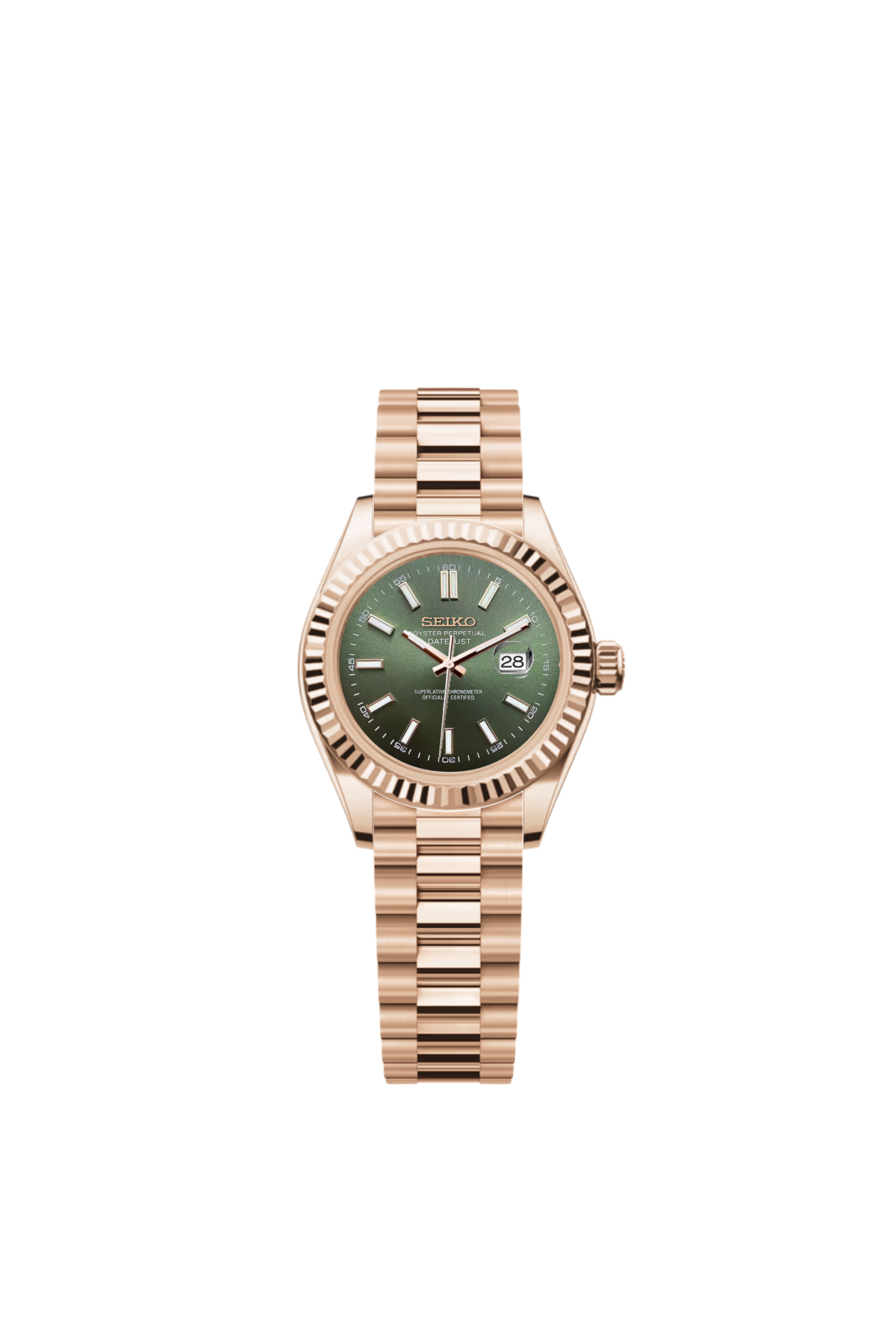 Ladies Date-Just | Olive Full Rose Gold