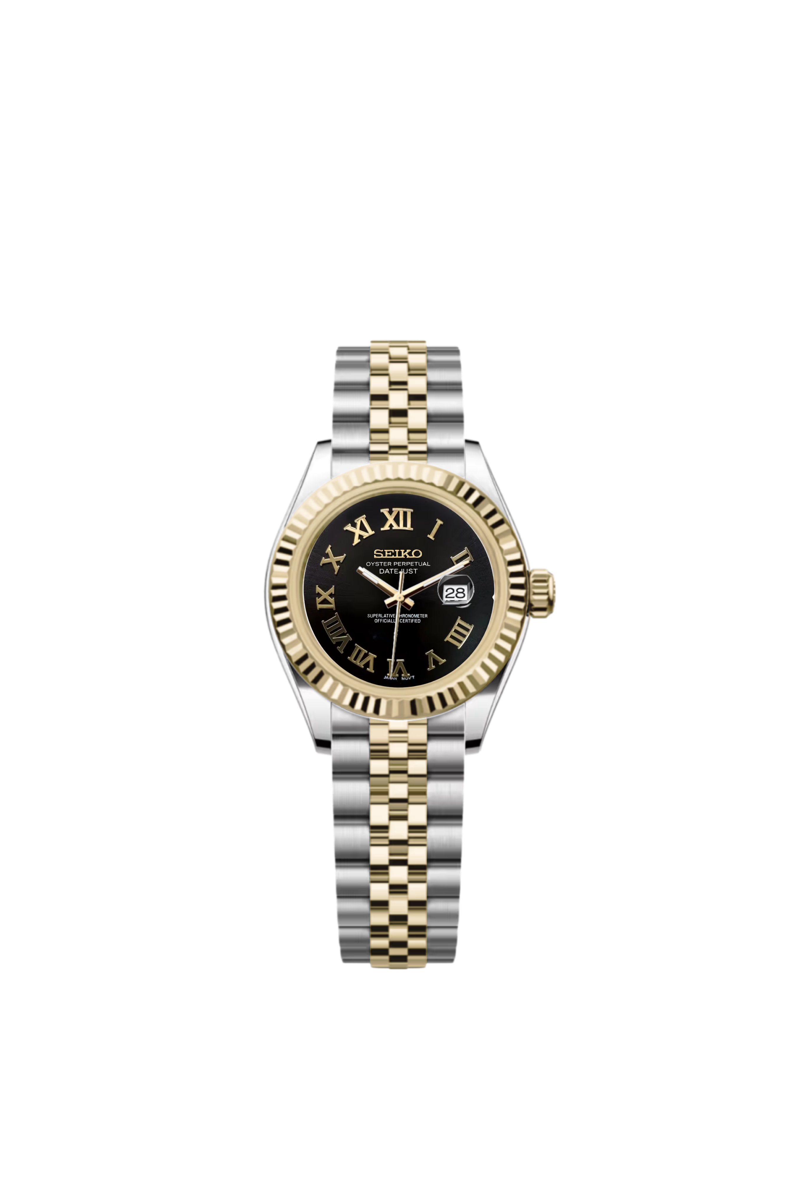 Ladies Date-Just | Black Roman Two-Tone Gold