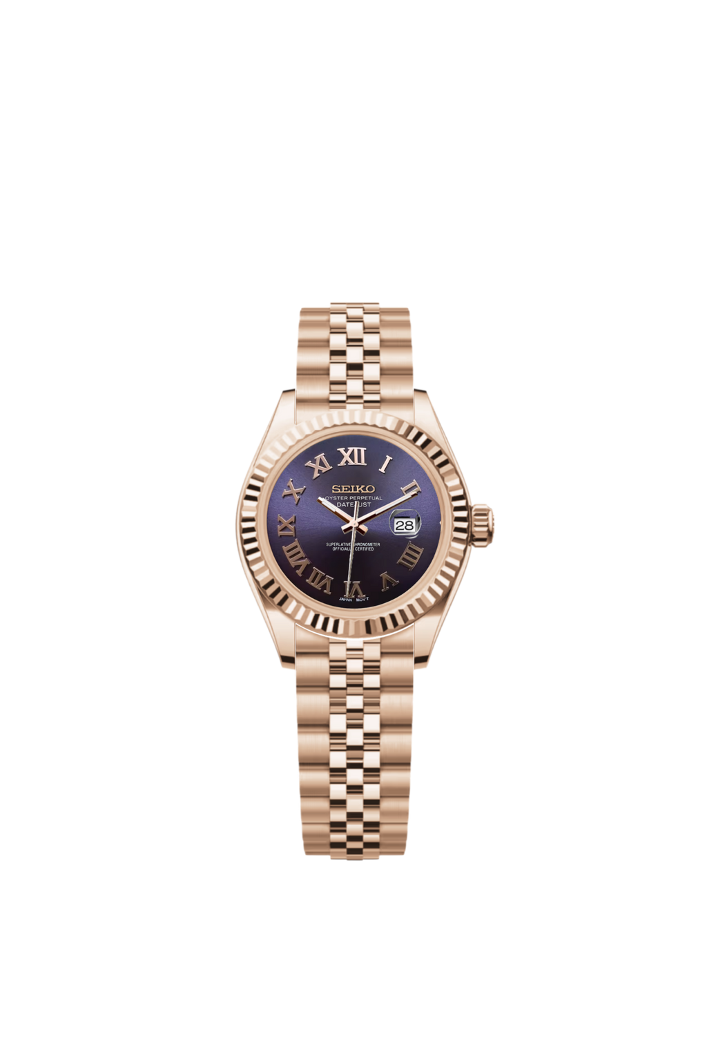 Ladies Date-Just | Purple Roman Numeral Full Rose Gold