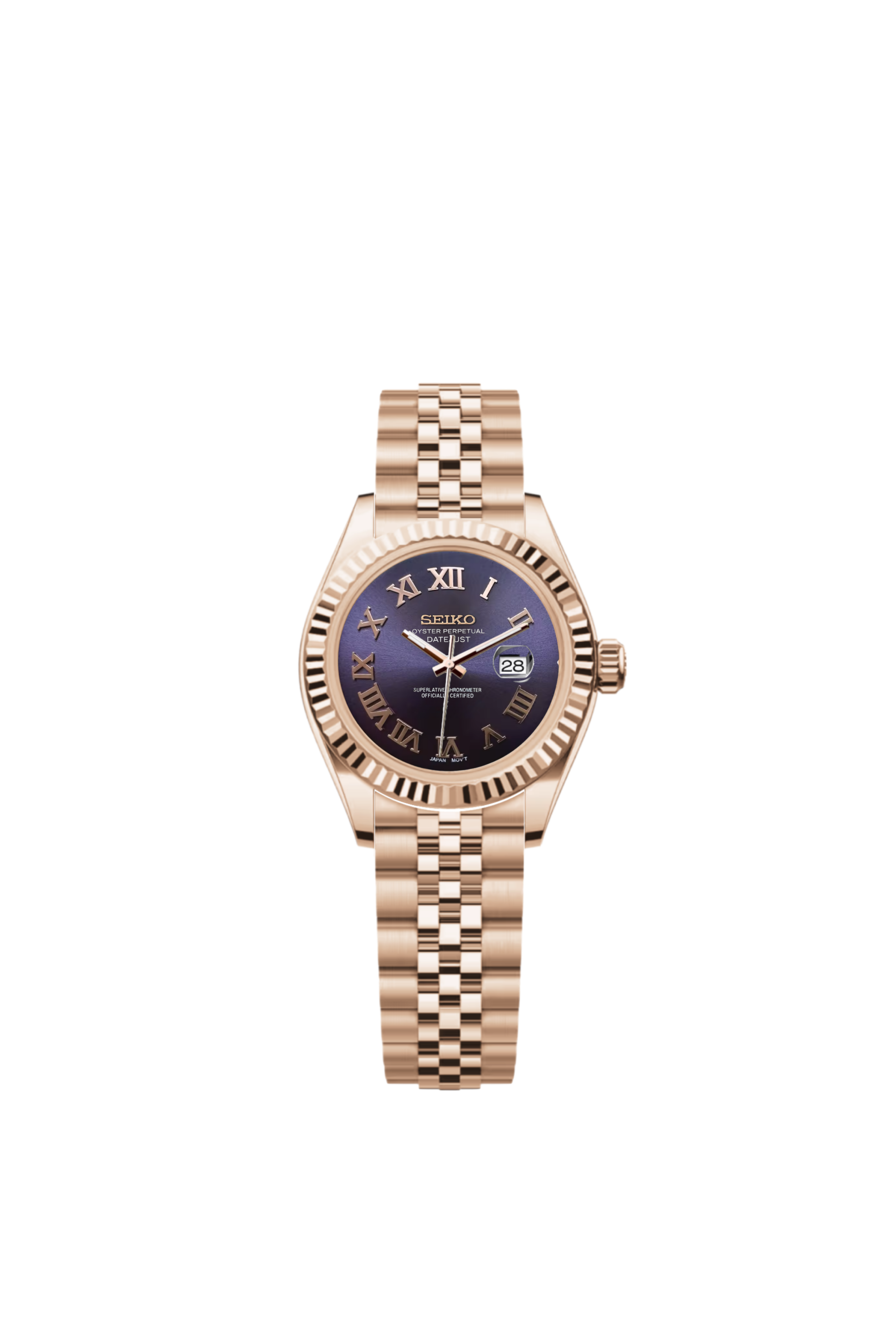 Ladies Date-Just | Purple Roman Numeral Full Rose Gold