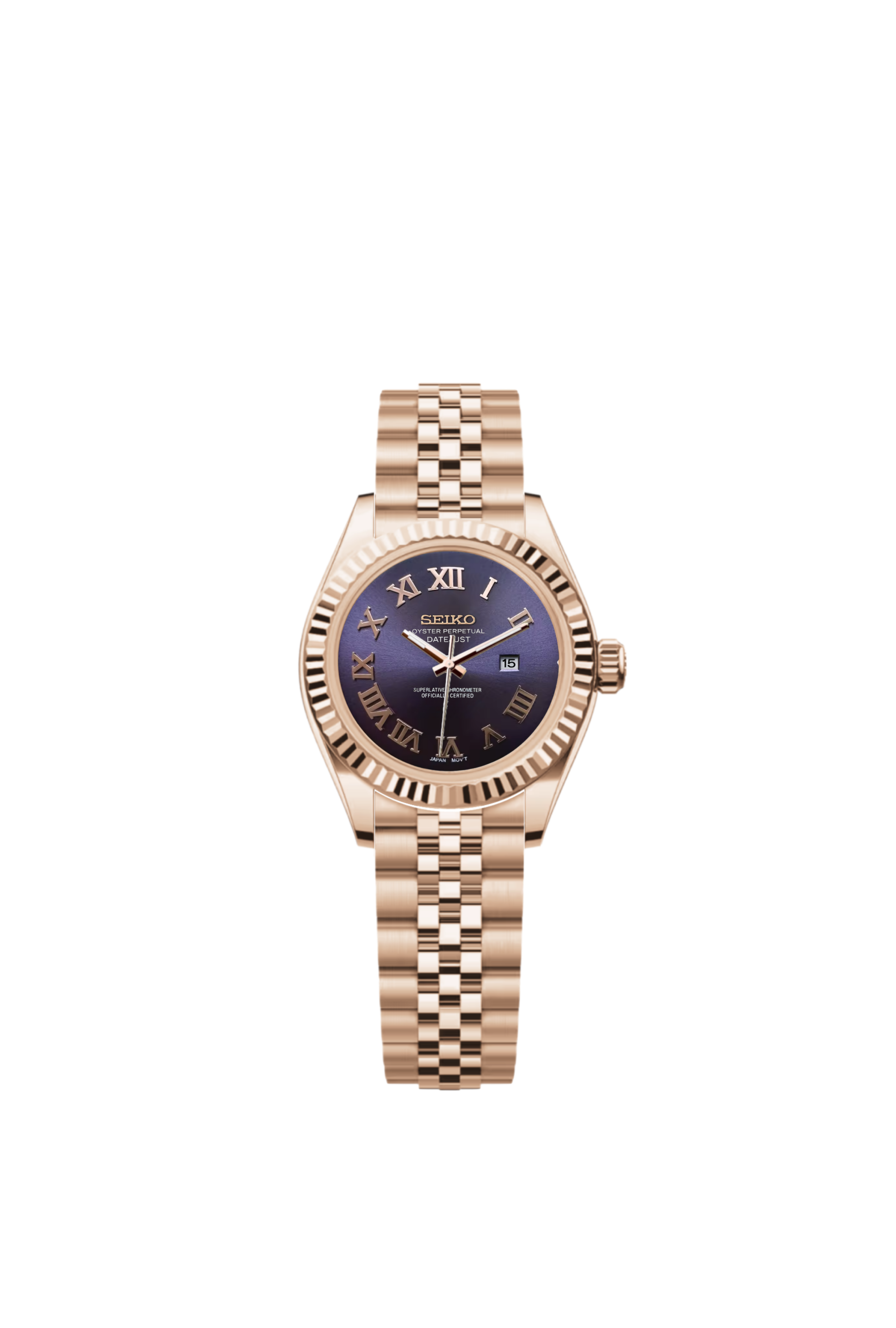 Ladies Date-Just | Purple Roman Numeral Full Rose Gold