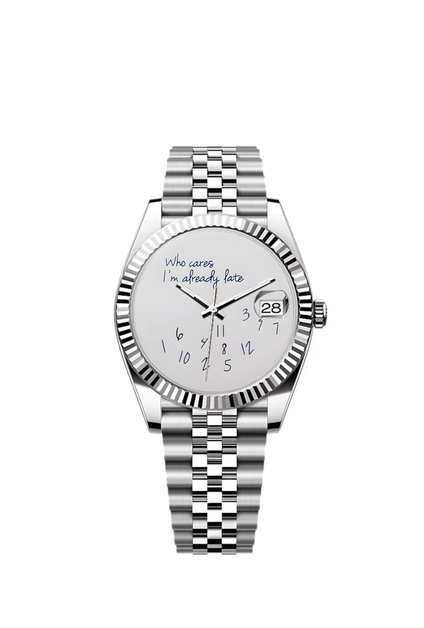 Date-Just | White Who Cares, I'm Already Late