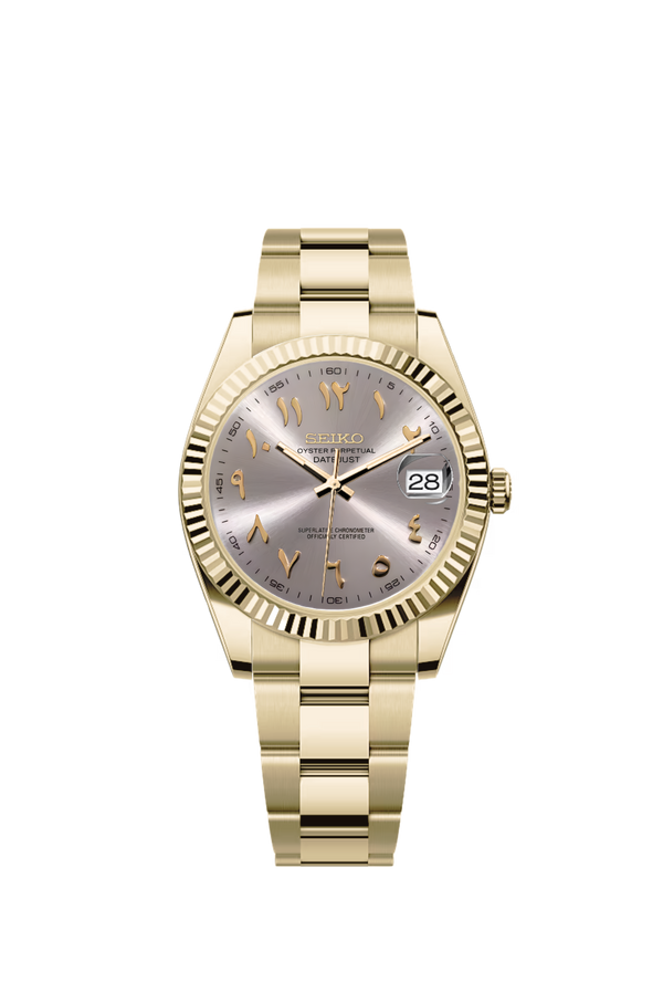 Date-Just | White Radial Arabic Full Gold Oyster