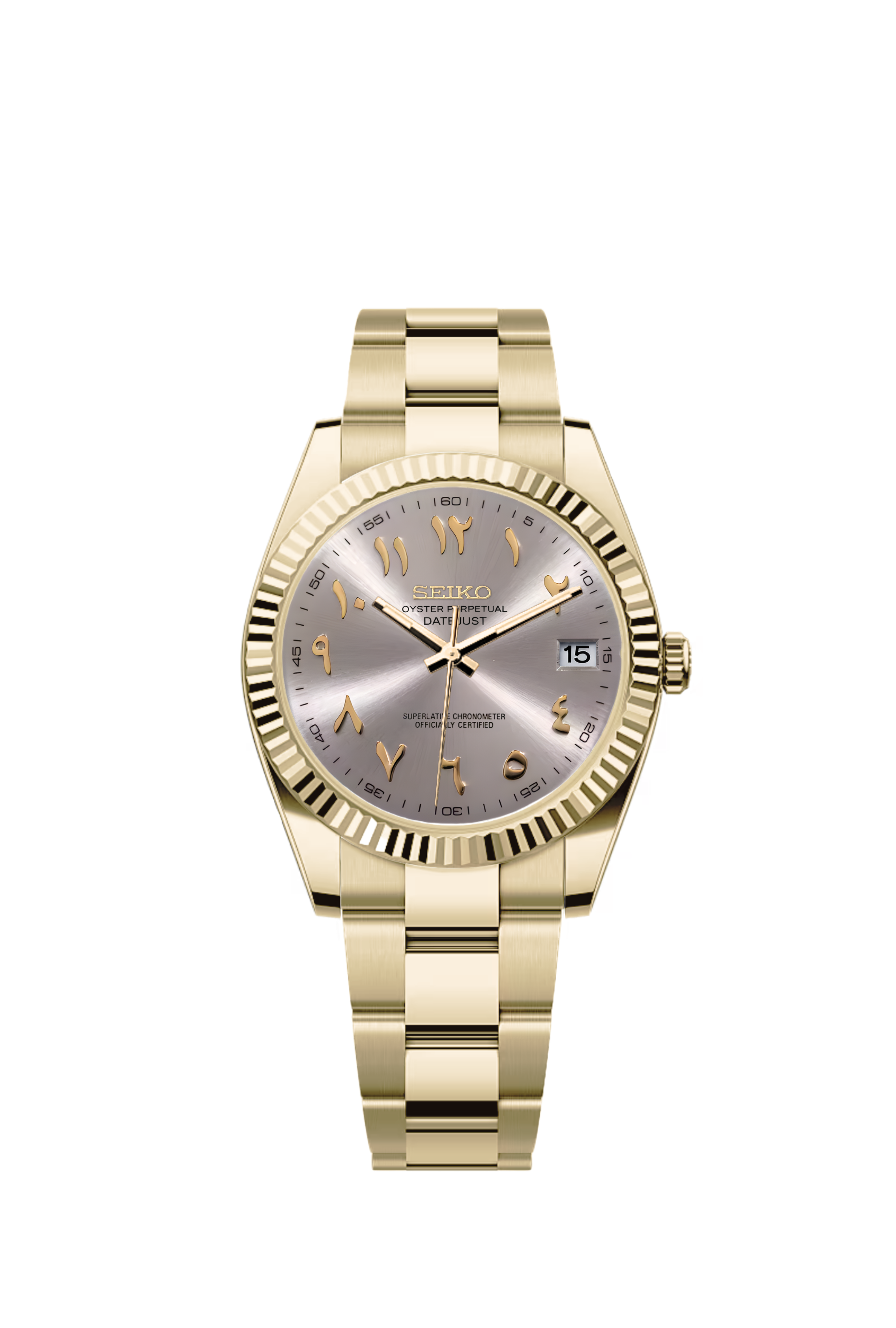 Date-Just | White Radial Arabic Full Gold Oyster