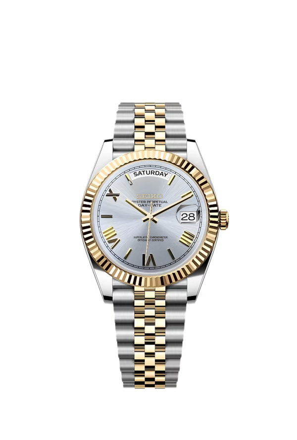 Day-Date | White Roman Numeral Two Tone Gold