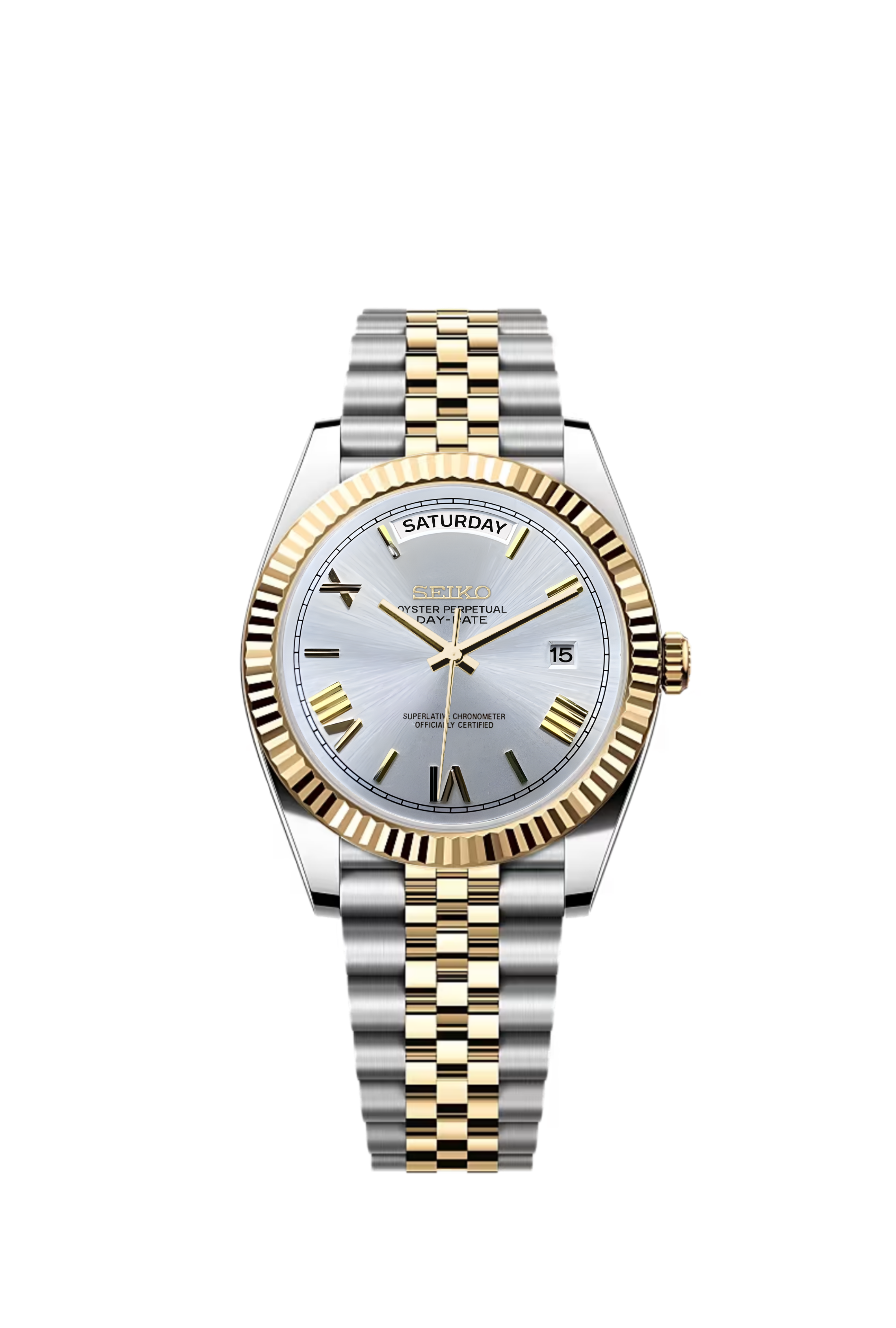 Day-Date | White Roman Numeral Two Tone Gold