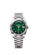 Silver Green Arabic Day-Date