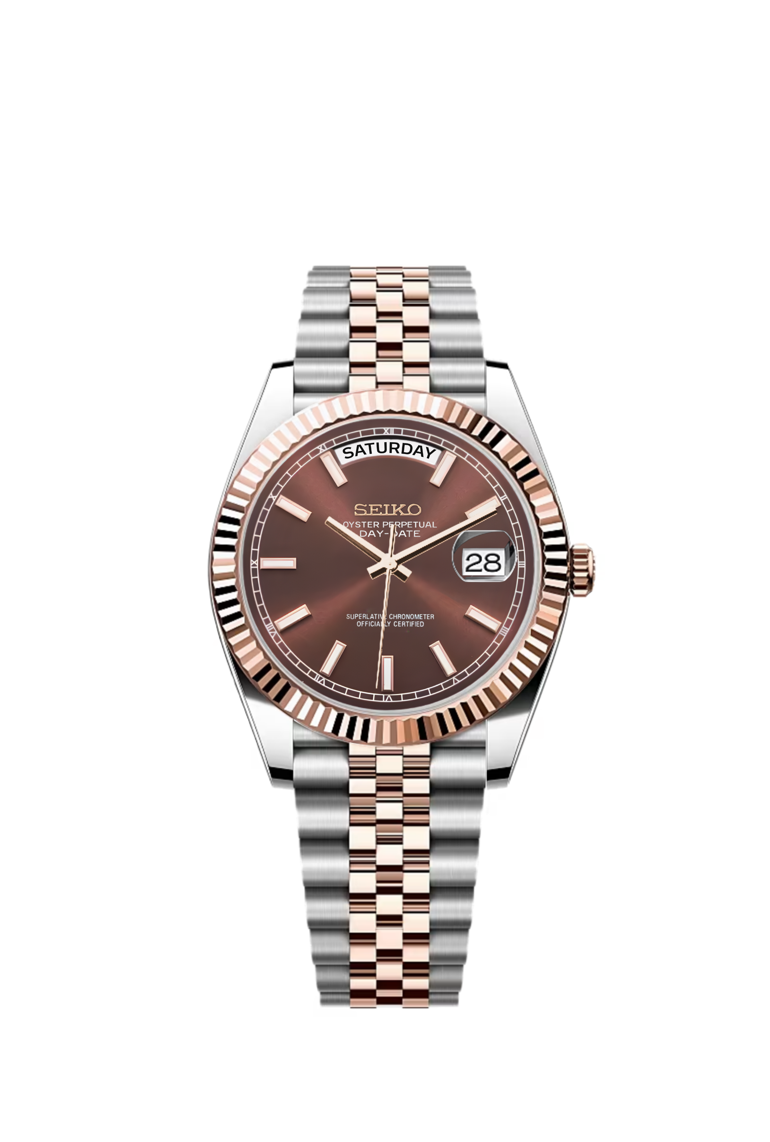 Two-Tone Rose-Gold Brown Dial Day-Date