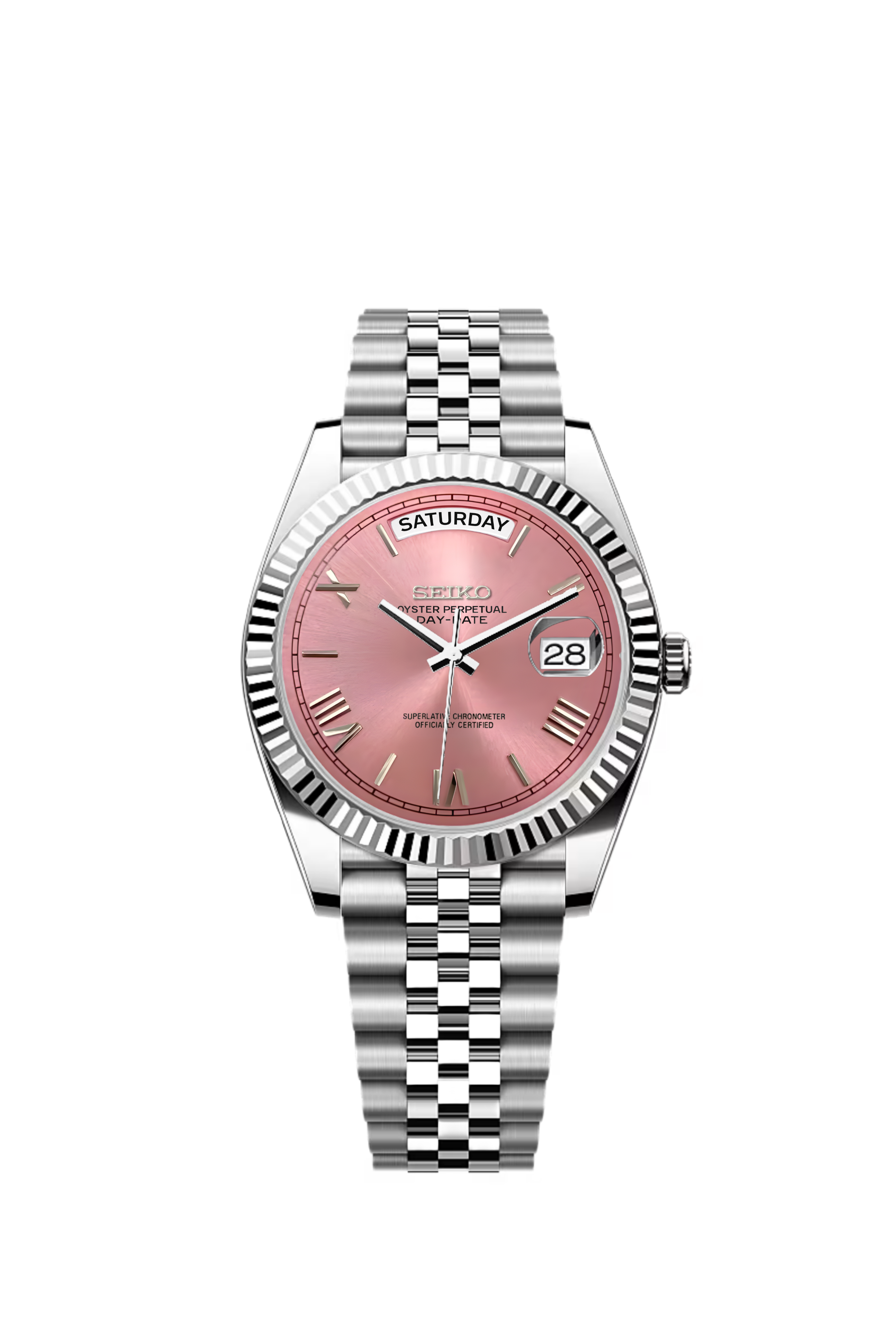 Silver Pink Roman Dial Day-Date