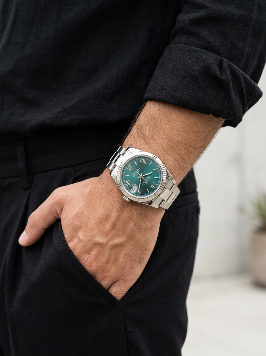 Date-Just | Silver Turquoise Roman Dial