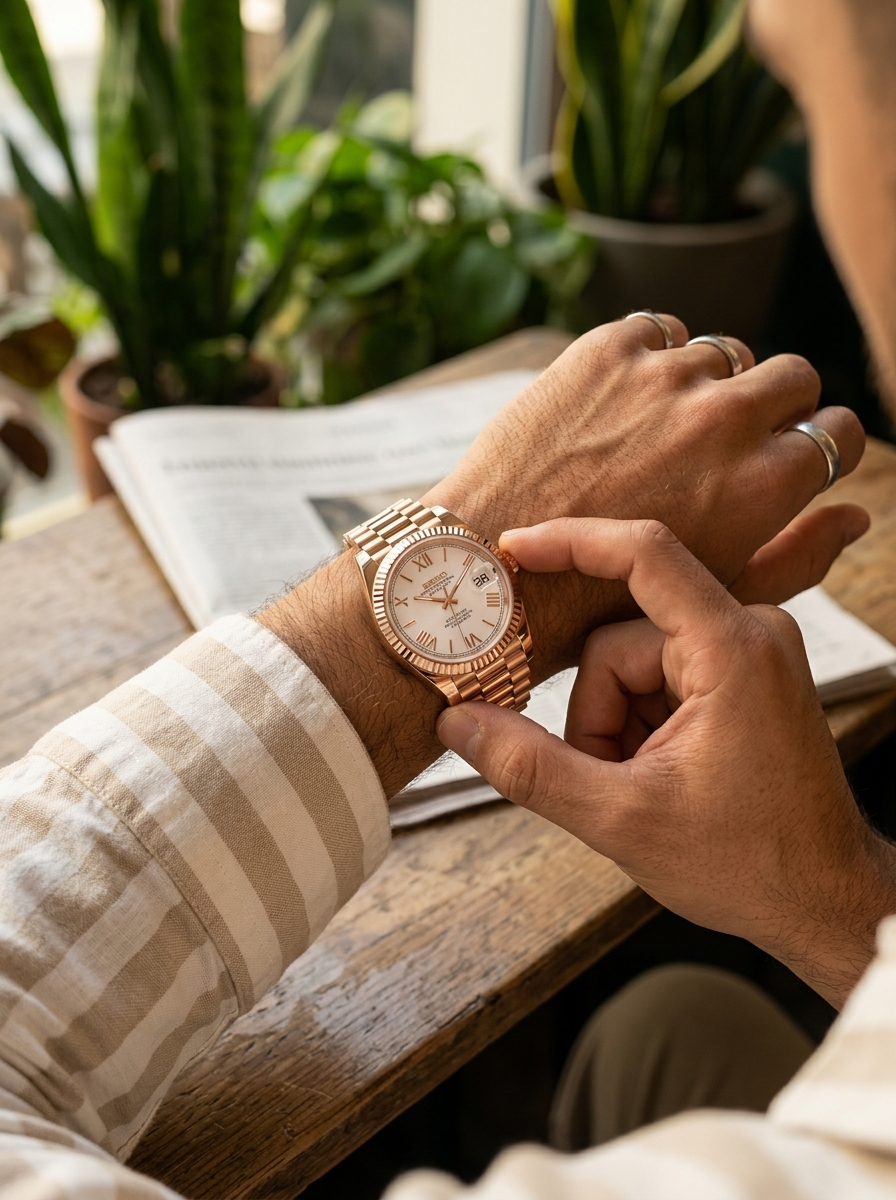 Date-Just | White Roman Numeral Full Rose Gold Presidential