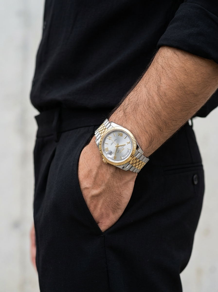 Day-Date | White Roman Numeral Two Tone Gold