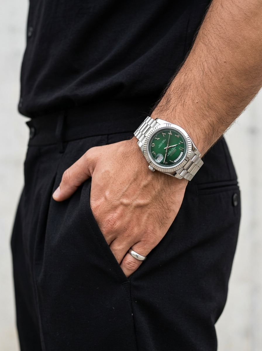 Day-Date | Green Ombre Arabic