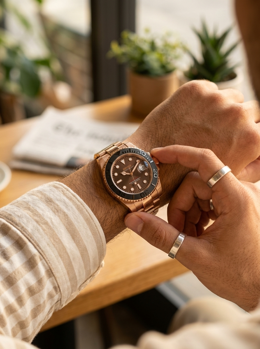 Yacht-Master | Brown Black Bezel Full Rose Gold