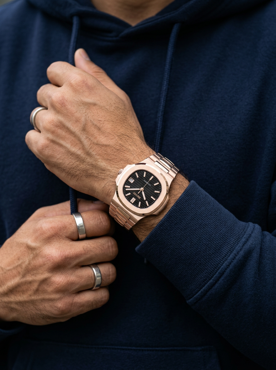 Nautilus | Black and Rose Gold