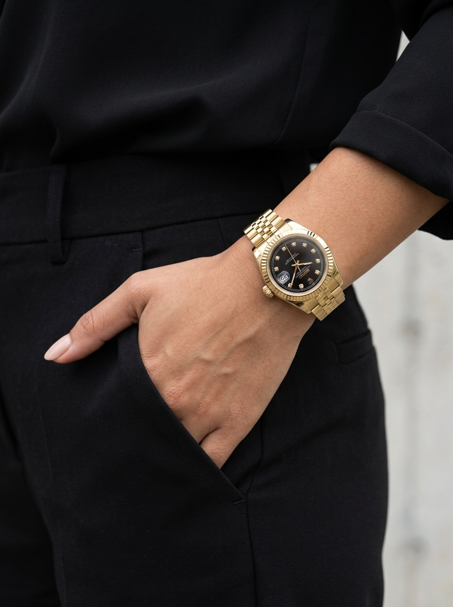 Ladies Date-Just | Black Gem Full Gold
