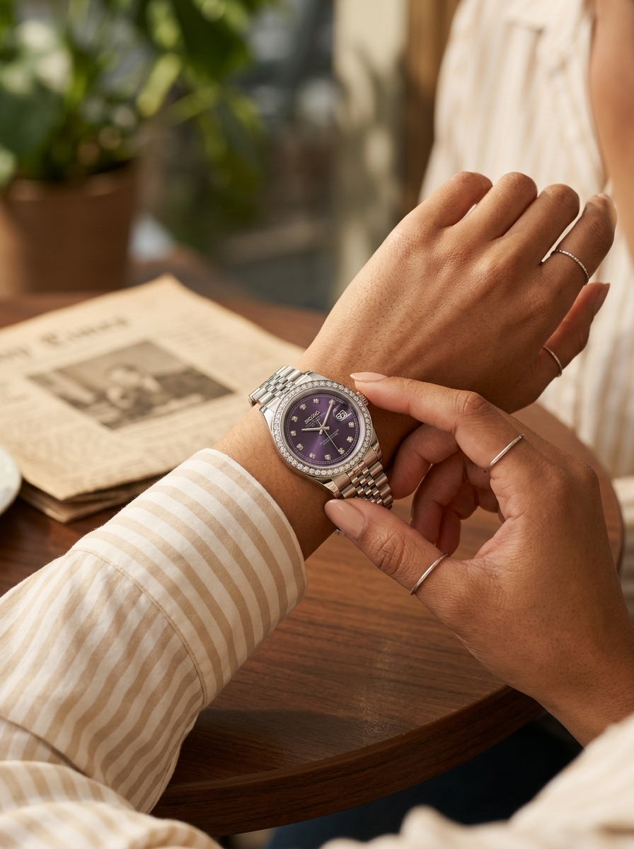 Ladies Date-Just | Purple Gem, Gem bezel